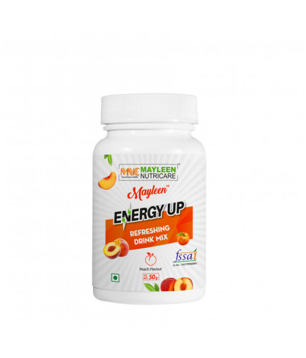 Mayleen EnergyUp Refreshing Drink Mix – Peach Flavour 50g | Metabolism Booster with Green Coffee, Tea Extract & Ginseng | Low-Calorie Energy Drink